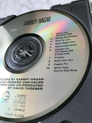 Sammy Hagar Self Titled Cd 1987 Dadc Press Orig.  Geffen 9 24144 - 2 Van Halen Rare