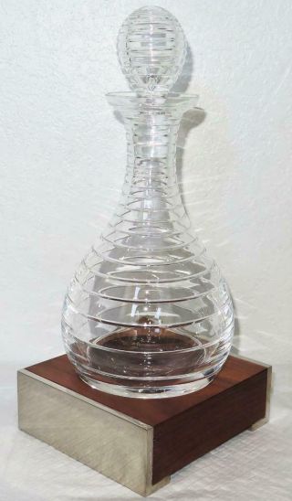 David Linley Crystal Decanter On Wooden Silver Mounted Base - Rare Only 50 Made