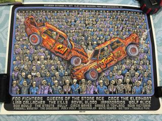Rare Emek 2017 Cal Jam Poster 42 Of 500 Foo Fighters 18”x24” Signed & Numbered