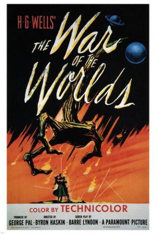 The War Of The Worlds Movie Poster H.  G.  Wells 1953 24x36 Rare Hot