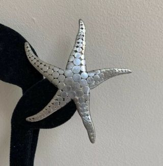 Rare Sterling Silver Starfish Brooch Pin Large Textured Nautical Ocean Sea 2
