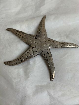 Rare Sterling Silver Starfish Brooch Pin Large Textured Nautical Ocean Sea 3