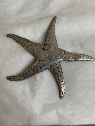 Rare Sterling Silver Starfish Brooch Pin Large Textured Nautical Ocean Sea 4