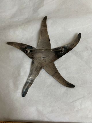 Rare Sterling Silver Starfish Brooch Pin Large Textured Nautical Ocean Sea 5