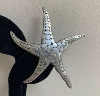 Rare Sterling Silver Starfish Brooch Pin Large Textured Nautical Ocean Sea 6