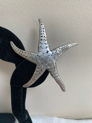Rare Sterling Silver Starfish Brooch Pin Large Textured Nautical Ocean Sea 7