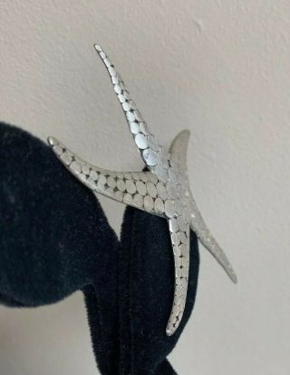 Rare Sterling Silver Starfish Brooch Pin Large Textured Nautical Ocean Sea 8