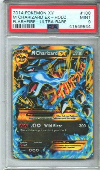 Psa 9 M Charizard Ex 108/106 Xy Flashfire Ultra Rare Holo Pokemon Card