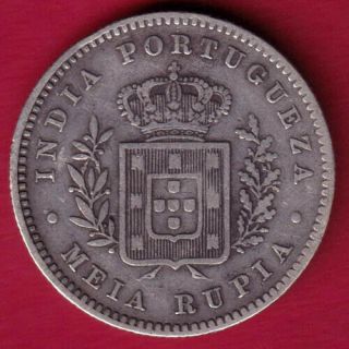 India Portugueza - 1881 - Half Rupia - Rare Coin N30