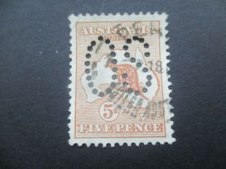 Kangaroo Stamps: 5d Brown Large Perf Os 1st Watermark - Rare (d232)