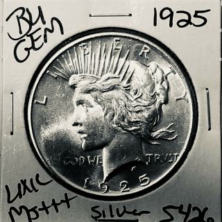 1925 P Bu Gem Peace Silver Dollar Unc Ms,  U.  S.  Rare Coin 5426