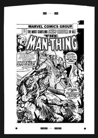Gil Kane Man - Thing 13 Rare Large Production Art Cover