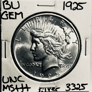 1925 P Bu Gem Peace Silver Dollar Unc Ms,  U.  S.  Rare Coin 3325