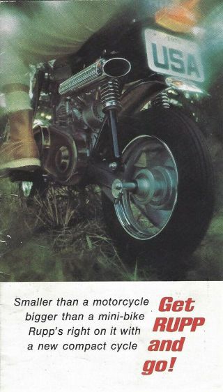 Rare Vintage Oem 1970 Rupp Mini - Cycle Mini - Bike Sales Brochure Motorcycle