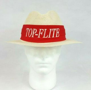 Top - Flite Golf Hat Panama Straw W/ Red Band By Texace Sun Blocker Hat Shade Rare