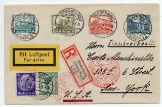 1933 Germany To Usa Reg Cover,  Stamps,  Hindenburg Cancels,  Rare