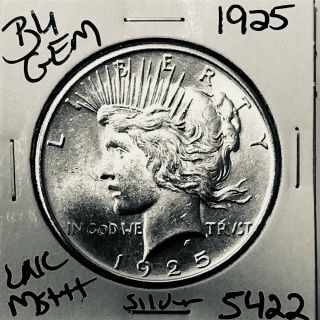 1925 P Bu Gem Peace Silver Dollar Unc Ms,  U.  S.  Rare Coin 5422