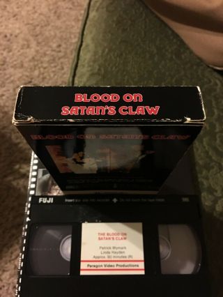 The Blood on Satans Claw VHS,  Paragon Video,  Rare Horror Classic 5
