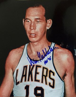 Vern Mikkelsen Minneapolis Lakers Hof Auto.  Color 8x10 4 W/ (rare)