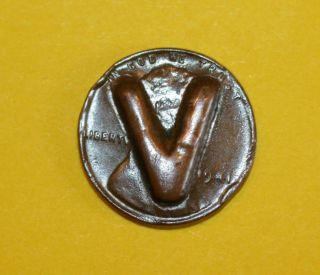 Rare Wwii 1941 V For Victory Pop Up One Cent U.  S.  Penny