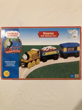 Thomas & Friends Wooden Railway Stepney With Museum Cars Rare 2003