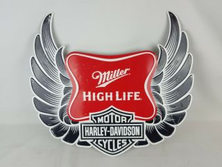 Miller High Life Harley Davidson Motorcycle Bike Beer Metal Tin Sign Bar Rare