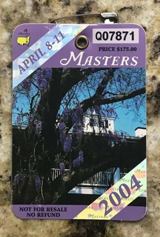 2004 Masters Augusta National Golf Club Badge Ticket Phil Mickelson Wins Rare