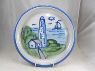 Fabulous Rare M.  A.  Hadley Lighthouse Stoneware Pottery Lg.  Shallow Serving Bowl