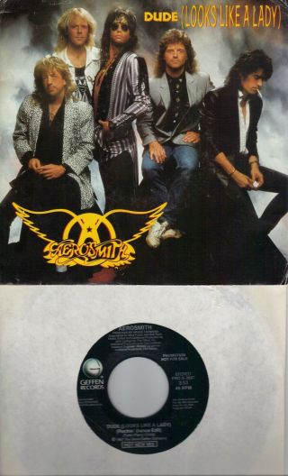 Aerosmith Dude Looks Like A Lady 2 Versions Rare Promo 45 With Picsleeve