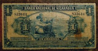 Nicaragua 1 Cordoba 1935 (rare,  Sought After Banknote) P - 82