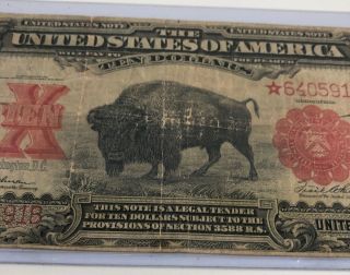 Extremely Rare 1901 $10 Buffalo Large STAR Note - Short Serial Number - Wow 3
