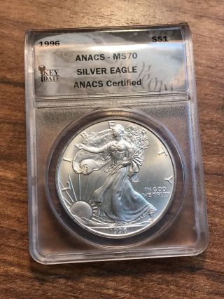 1996 American Silver Eagle Anacs Ms70 Perfect Coin Gorgeous Eye Appeal Rare