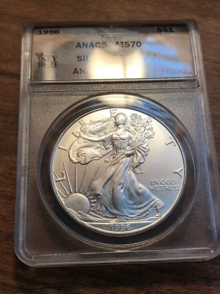 1996 American Silver Eagle Anacs MS70 Perfect Coin Gorgeous Eye Appeal Rare 3