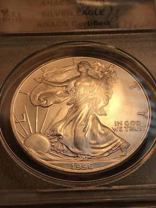1996 American Silver Eagle Anacs MS70 Perfect Coin Gorgeous Eye Appeal Rare 6