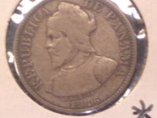 1916 Panama 5 centesimos silver coin rare key date 2