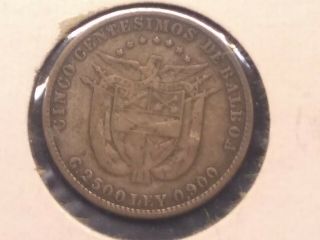 1916 Panama 5 centesimos silver coin rare key date 6