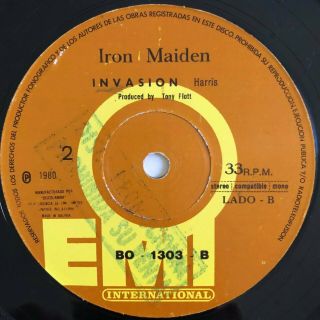 IRON MAIDEN - Women In Uniform / Invasion - RARE BOLIVIA 7 