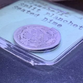 1891 Seated Liberty Dime - Error Clamshell/ Split Planchet - Scarce Rare Coin 5
