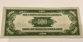 1934 Federal Reserve Note $500 Dollar Bill Kansas City J00078215A - Rare 2