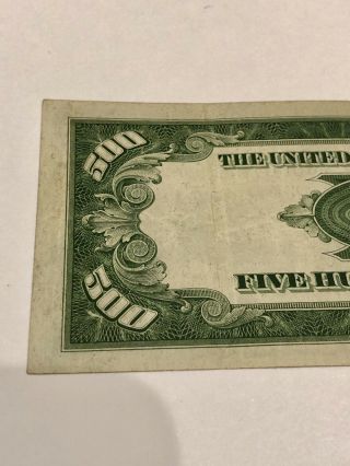 1934 Federal Reserve Note $500 Dollar Bill Kansas City J00078215A - Rare 6