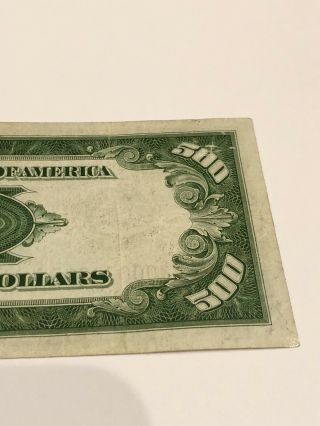 1934 Federal Reserve Note $500 Dollar Bill Kansas City J00078215A - Rare 8