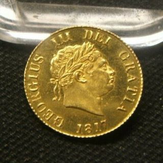1817 (rare) George Iii Half Sovereign Gold Coin Ms Proof - Like Beauty