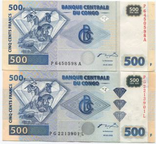 Congo 500fr 2002 With And Without Brilliants,  Unc,  Rare