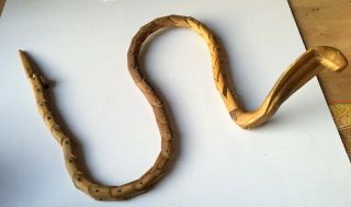 Ancient Old Rare Wooden Hand Carved Snake Naga Sculpture 4