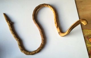 Ancient Old Rare Wooden Hand Carved Snake Naga Sculpture 5