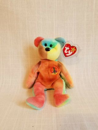 Very Rare " Peace " Ty Beanie Baby Retired Unique Color Variations W/errors