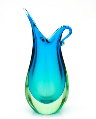 Rare Murano Sommerso Submerged Art Glass Freeform Vase Salviatti / Caspari