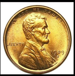 1909 - S Vdb Lincoln Cent Wheat Penny,  Brilliant Red,  Gem Bu Rare Key Date