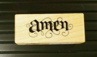 Amen C - 2482 Psx Wm Rubber Stamp Religious Word In Embellished Print Rare Psx