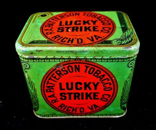 Rare Size One Pound Lucky Strike Tobacco Tin Litho
